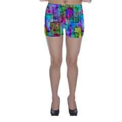 Rainbow Floral Doodle Skinny Shorts by KirstenStar