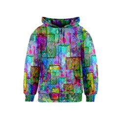 Rainbow Floral Doodle Kids  Zipper Hoodie by KirstenStar