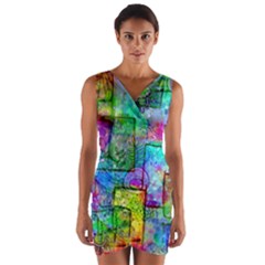 Rainbow Floral Doodle Wrap Front Bodycon Dress by KirstenStar