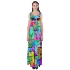 Rainbow Floral Doodle Empire Waist Maxi Dress by KirstenStar