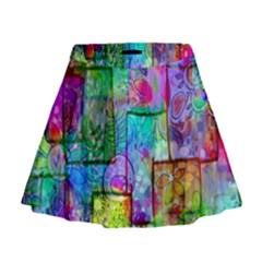 Rainbow Floral Doodle Mini Flare Skirt by KirstenStar