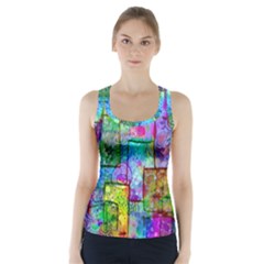 Rainbow Floral Doodle Racer Back Sports Top by KirstenStar