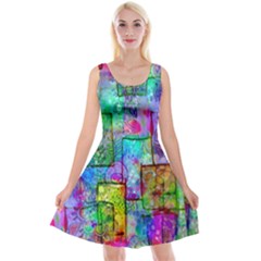 Rainbow Floral Doodle Reversible Velvet Sleeveless Dress by KirstenStar