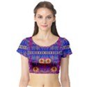 Festive Decorative Moonshine Short Sleeve Crop Top (Tight Fit) View1