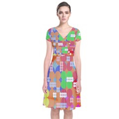 Abstract Polka Dot Pattern Short Sleeve Front Wrap Dress by Nexatart