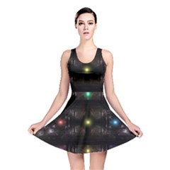 Abstract Sphere Box Space Hyper Reversible Skater Dress by Nexatart