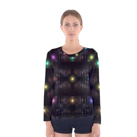 Abstract Sphere Box Space Hyper Women s Long Sleeve Tee by Nexatart