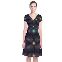 Abstract Sphere Box Space Hyper Short Sleeve Front Wrap Dress by Nexatart