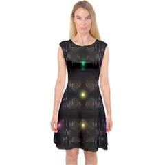 Abstract Sphere Box Space Hyper Capsleeve Midi Dress by Nexatart