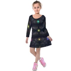 Abstract Sphere Box Space Hyper Kids  Long Sleeve Velvet Dress by Nexatart