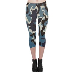 Blue Water Camouflage Capri Leggings  by Nexatart