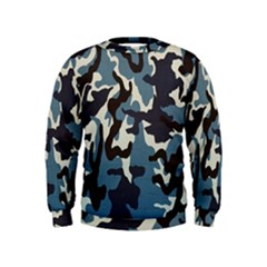 Blue Water Camouflage Kids  Sweatshirt by Nexatart