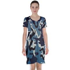 Blue Water Camouflage Short Sleeve Nightdress by Nexatart