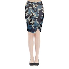 Blue Water Camouflage Midi Wrap Pencil Skirt by Nexatart