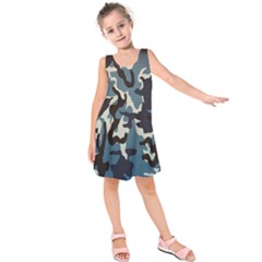 Blue Water Camouflage Kids  Sleeveless Dress by Nexatart