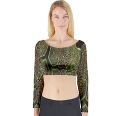 Fractal Complexity 3d Dimensional Long Sleeve Crop Top by Nexatart