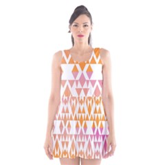 Geometric Abstract Orange Purple Pattern Scoop Neck Skater Dress by Nexatart