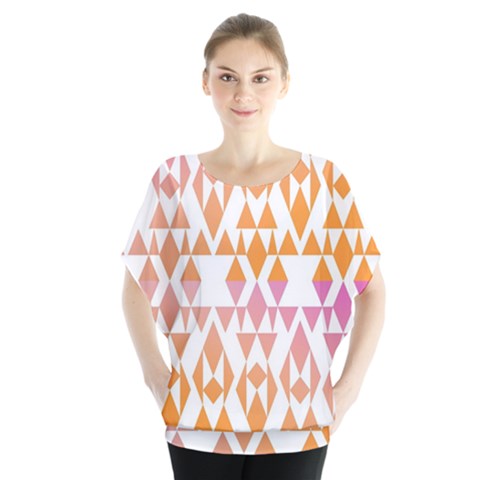 Geometric Abstract Orange Purple Pattern Blouse by Nexatart