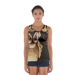 Owl And Black Cat Women s Sport Tank Top  by Nexatart