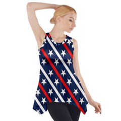 Patriotic Red White Blue Stars Side Drop Tank Tunic by Nexatart