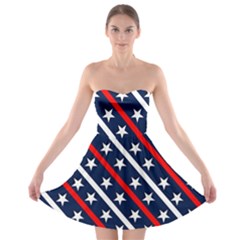 Patriotic Red White Blue Stars Strapless Bra Top Dress by Nexatart