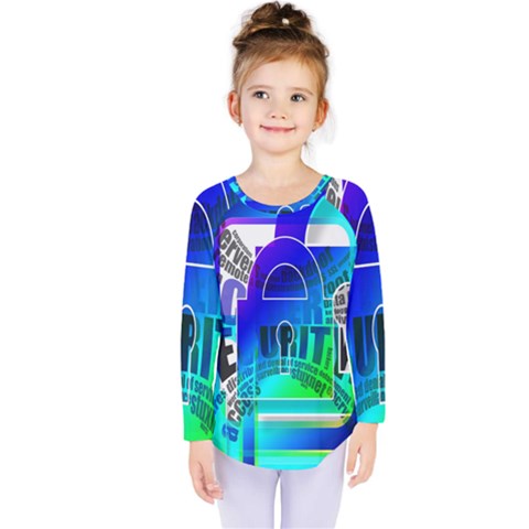 Security Castle Sure Padlock Kids  Long Sleeve Tee by Nexatart