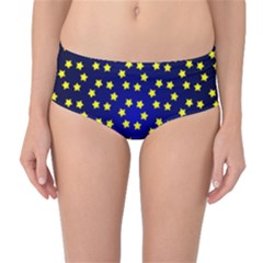 Star Christmas Yellow Mid-waist Bikini Bottoms by Nexatart