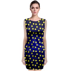 Star Christmas Yellow Sleeveless Velvet Midi Dress by Nexatart