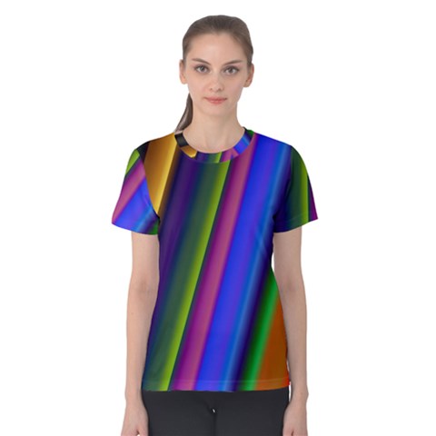 Strip Colorful Pipes Books Color Women s Cotton Tee by Nexatart