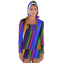 Strip Colorful Pipes Books Color Women s Long Sleeve Hooded T-shirt by Nexatart