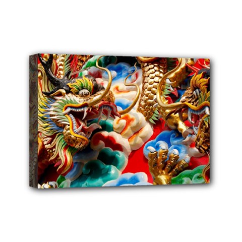 Thailand Bangkok Temple Roof Asia Mini Canvas 7  X 5  by Nexatart