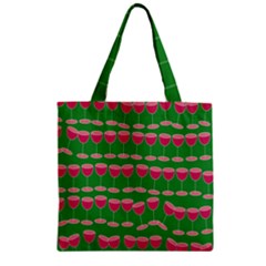 Wine Red Champagne Glass Red Wine Zipper Grocery Tote Bag