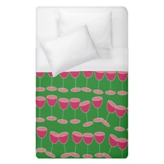 Wine Red Champagne Glass Red Wine Duvet Cover (single Size) by Nexatart