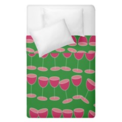 Wine Red Champagne Glass Red Wine Duvet Cover Double Side (single Size) by Nexatart