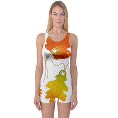 Vector Beautiful Maple Leaf One Piece Boyleg Swimsuit by Nexatart