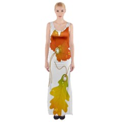 Vector Beautiful Maple Leaf Maxi Thigh Split Dress by Nexatart