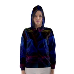 Lines Rays Background Light Pattern Hooded Wind Breaker (women) by Nexatart