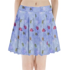 Ladybug Blue Nature Pleated Mini Skirt by Nexatart