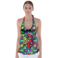 Art Rectangles Abstract Modern Art Babydoll Tankini Top by Nexatart