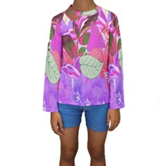 Abstract Flowers Digital Art Kids  Long Sleeve Swimwear by Nexatart