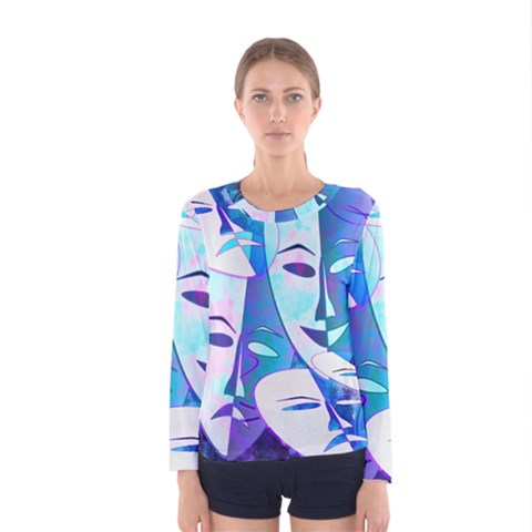 Abstract Mask Artwork Digital Art Women s Long Sleeve Tee by Nexatart