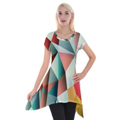 Abstracts Colour Short Sleeve Side Drop Tunic by Nexatart