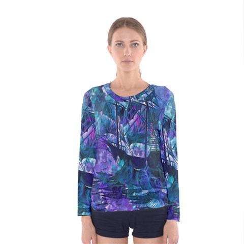 Abstract Ship Water Scape Ocean Women s Long Sleeve Tee by Nexatart