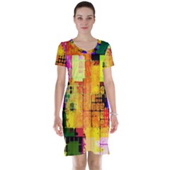 Abstract Squares Background Pattern Short Sleeve Nightdress by Nexatart