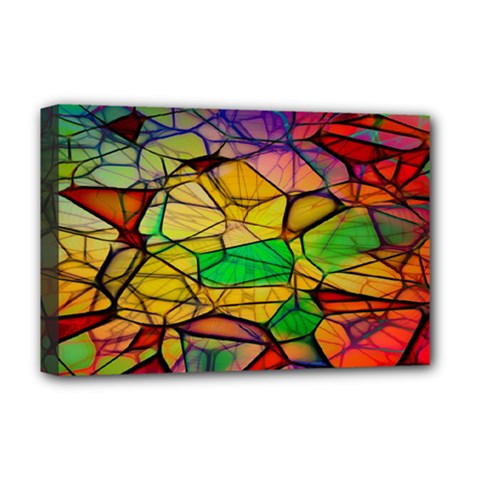 Abstract Squares Triangle Polygon Deluxe Canvas 18  X 12   by Nexatart