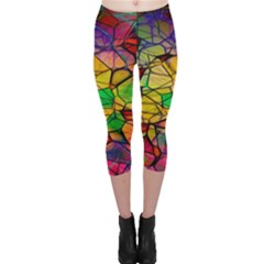 Abstract Squares Triangle Polygon Capri Leggings  by Nexatart