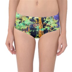 Abstract Trees Flowers Landscape Mid-waist Bikini Bottoms by Nexatart