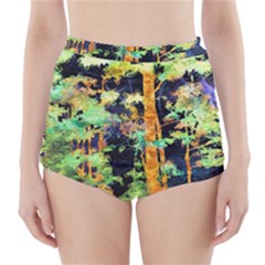 Abstract Trees Flowers Landscape High-waisted Bikini Bottoms by Nexatart