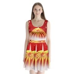 Advent Candle Star Christmas Split Back Mini Dress  by Nexatart