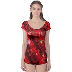 Advent Star Christmas Poinsettia Boyleg Leotard  by Nexatart